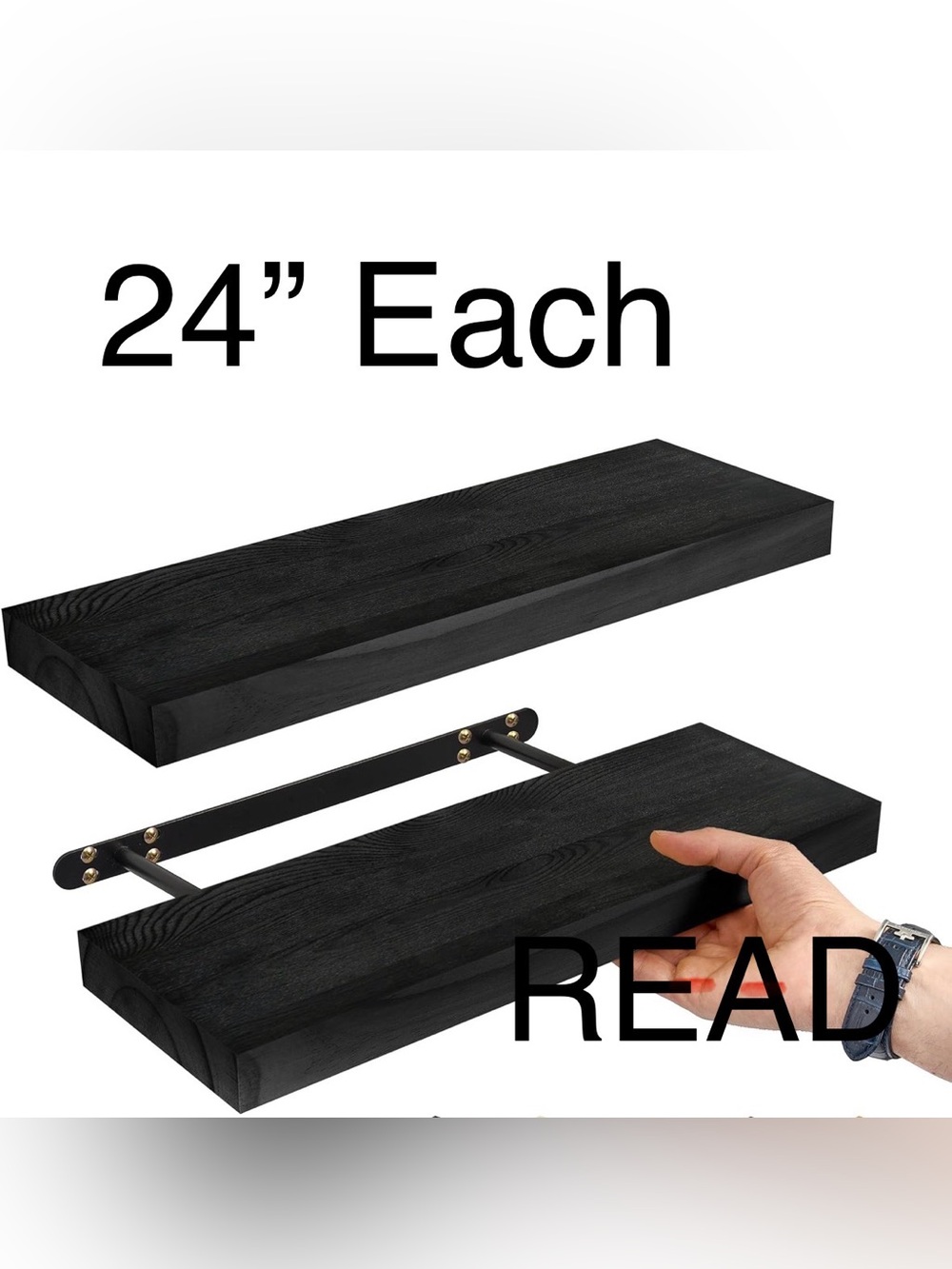 NEW Open Box READ** Sorbus Wood Floating Shelves for Wall - 24” Solid Wood Black
